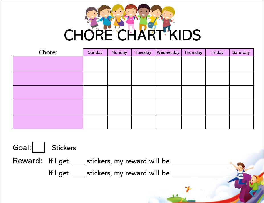 Printable Chore Chart Kids