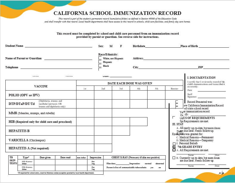 School california immunization