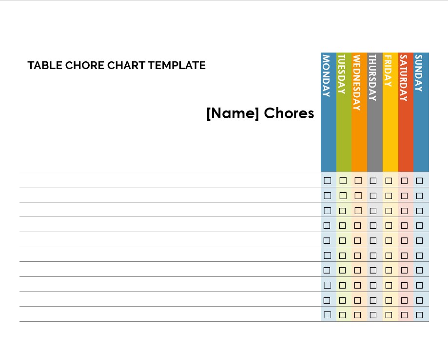 Table Chore Chart Kids