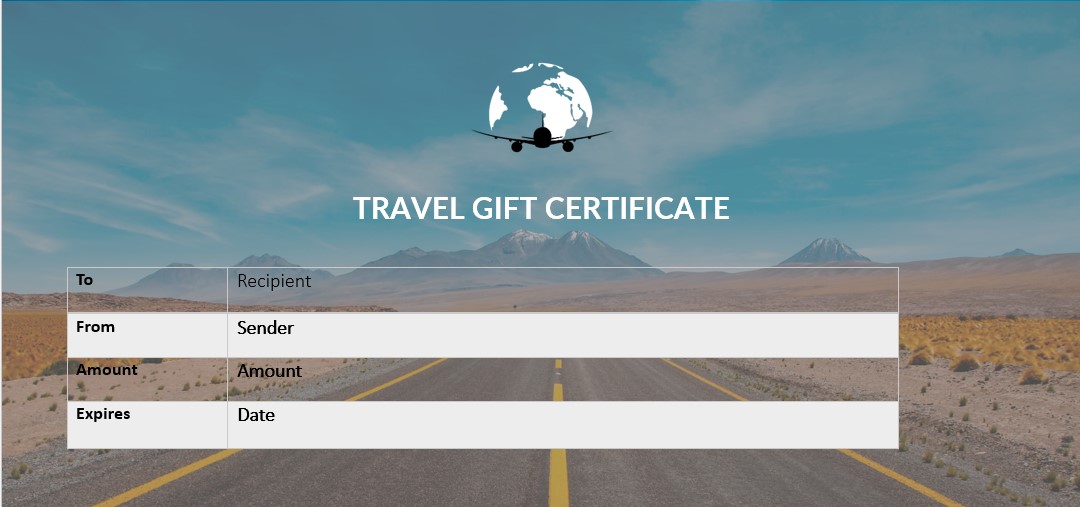 Travel gift certificate template