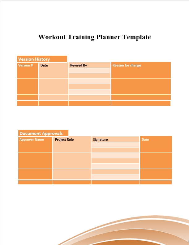 Workout Training Planner Template