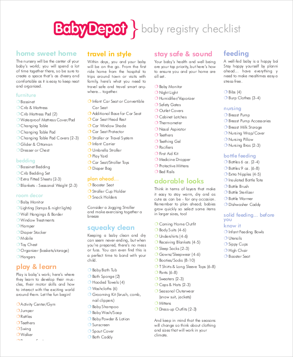 Newborn Baby Checklist Pdf DocTemplates