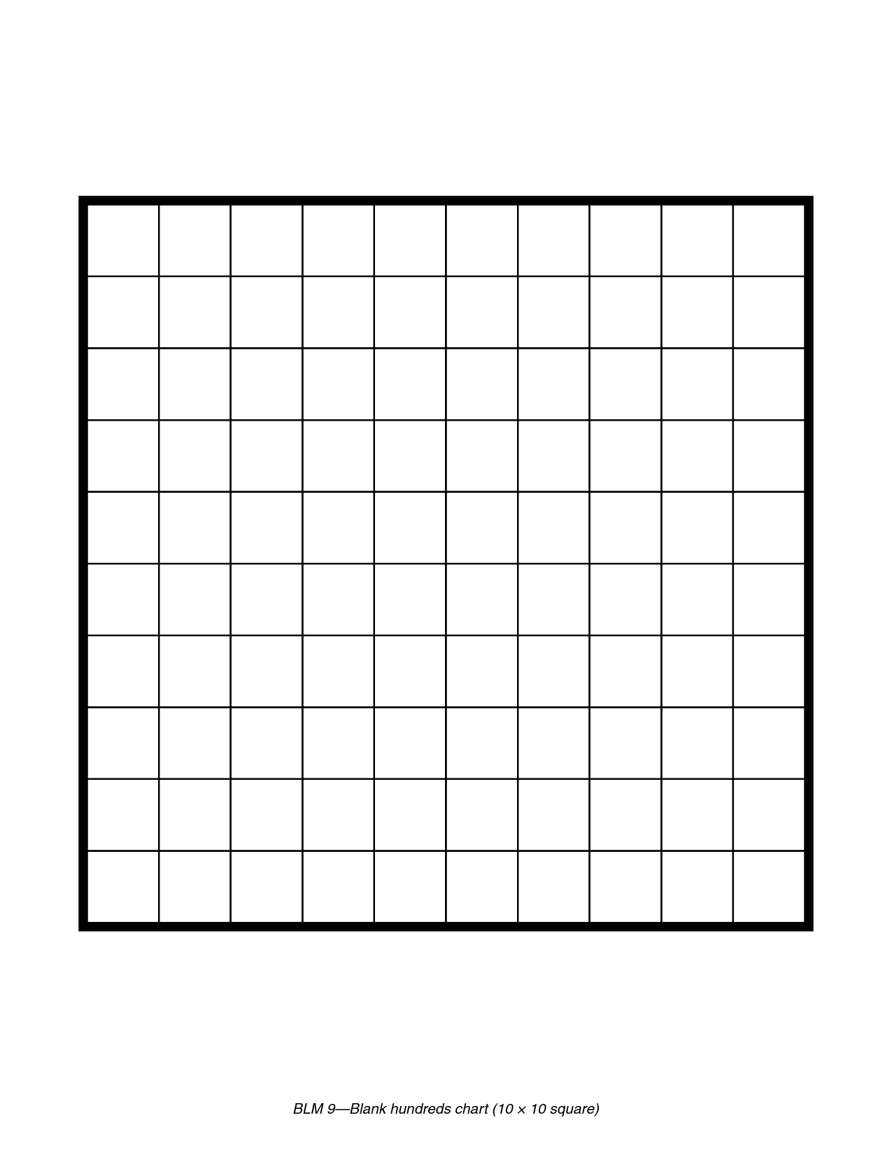 Blank 100 Square Printable Free