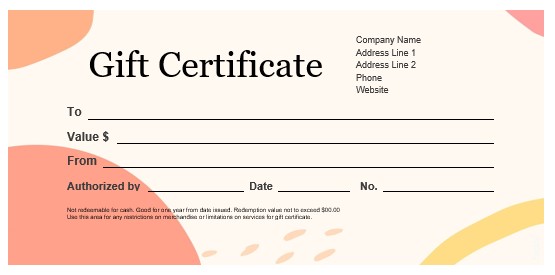 blank gift certificate