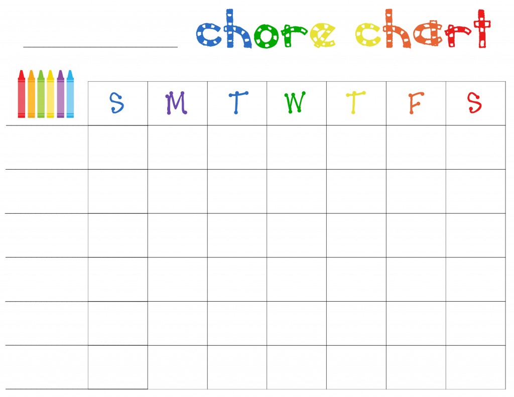 blank weekly chore chart template