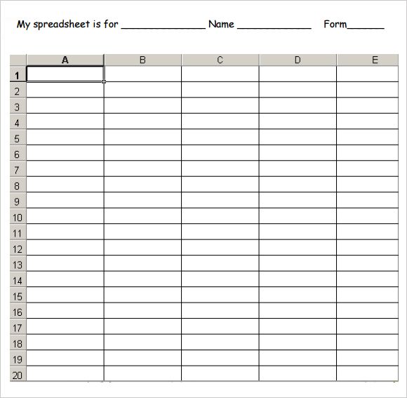 Blank Spreadsheets Printable Daykem.org