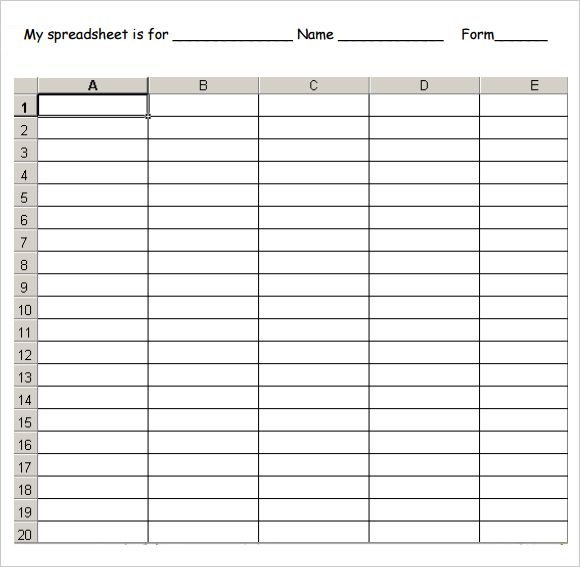 Blank Spreadsheet Printable | room surf.com