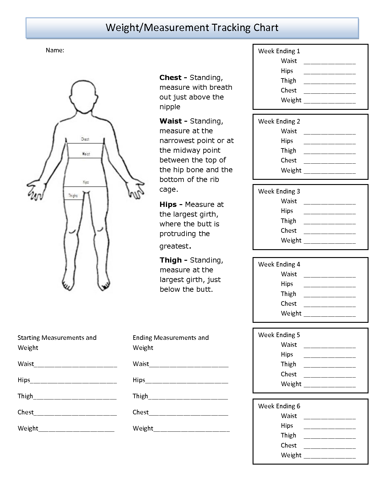 Free Printable Body Measurement Chart | Weight Measurement 