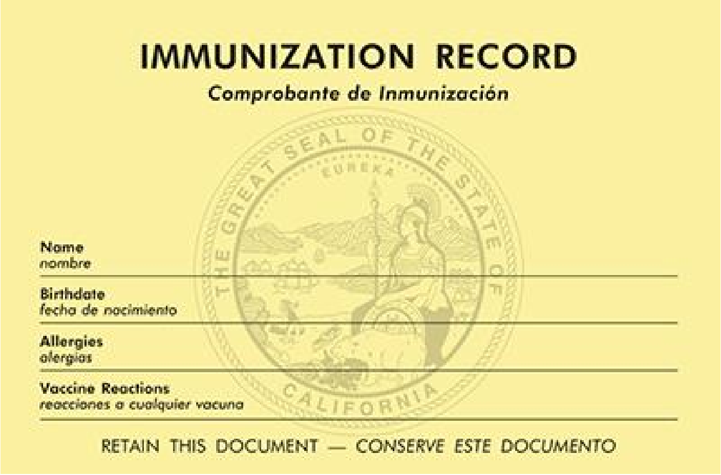 California Immunization Card Printable | Ziesite.co