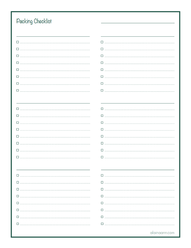 Checklist Printable