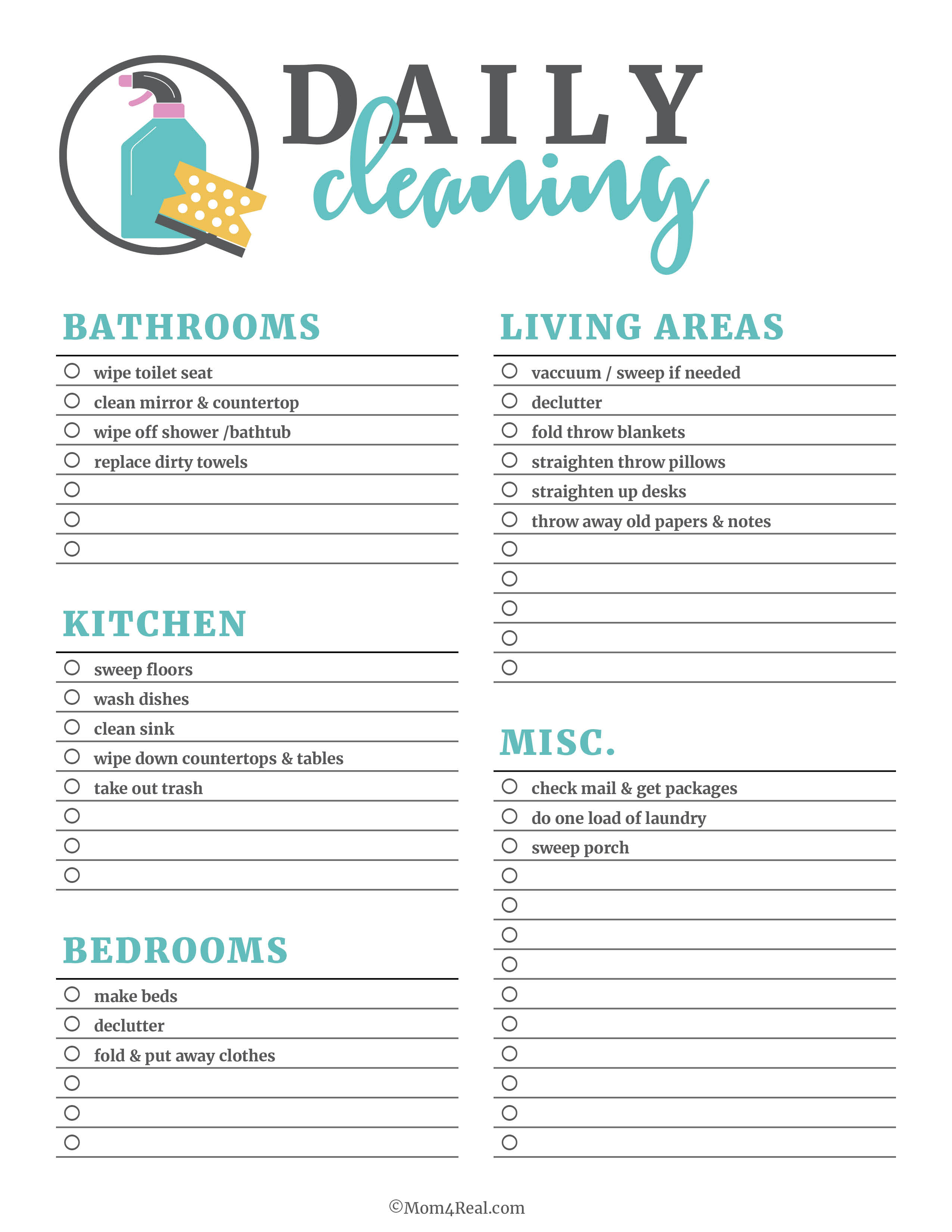 Cleaning Checklist Printable | room surf.com