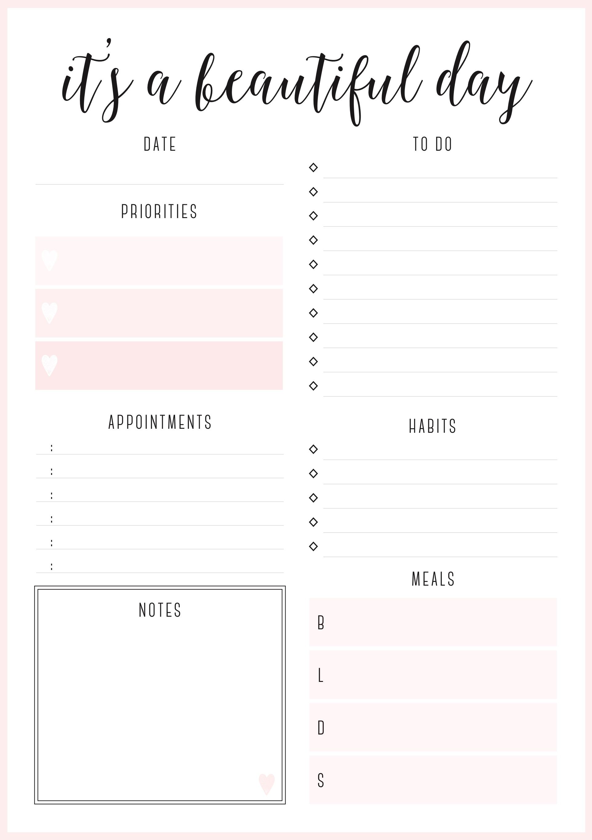 Beautiful daily planners   FREE printables | PLANNER PAGES 