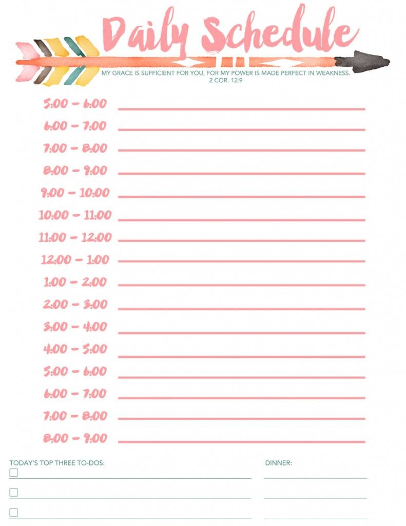 Daily Schedule Free Printable | Planners & Bullet Journals 