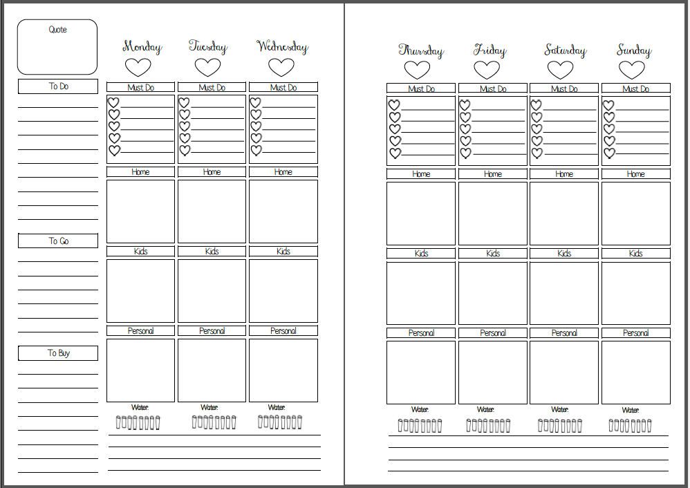 Free Planner Refills Printable room