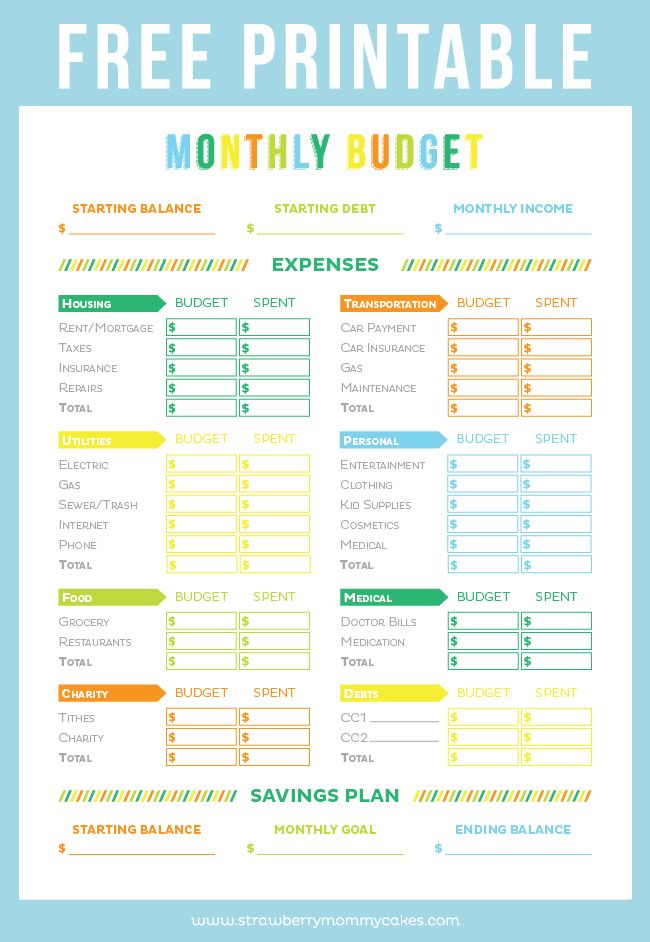 printable budget workbook