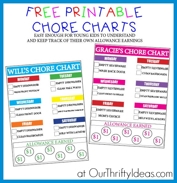 Free Printable Chore Chart PLUS Chore Ideas For Young Kids   Our 