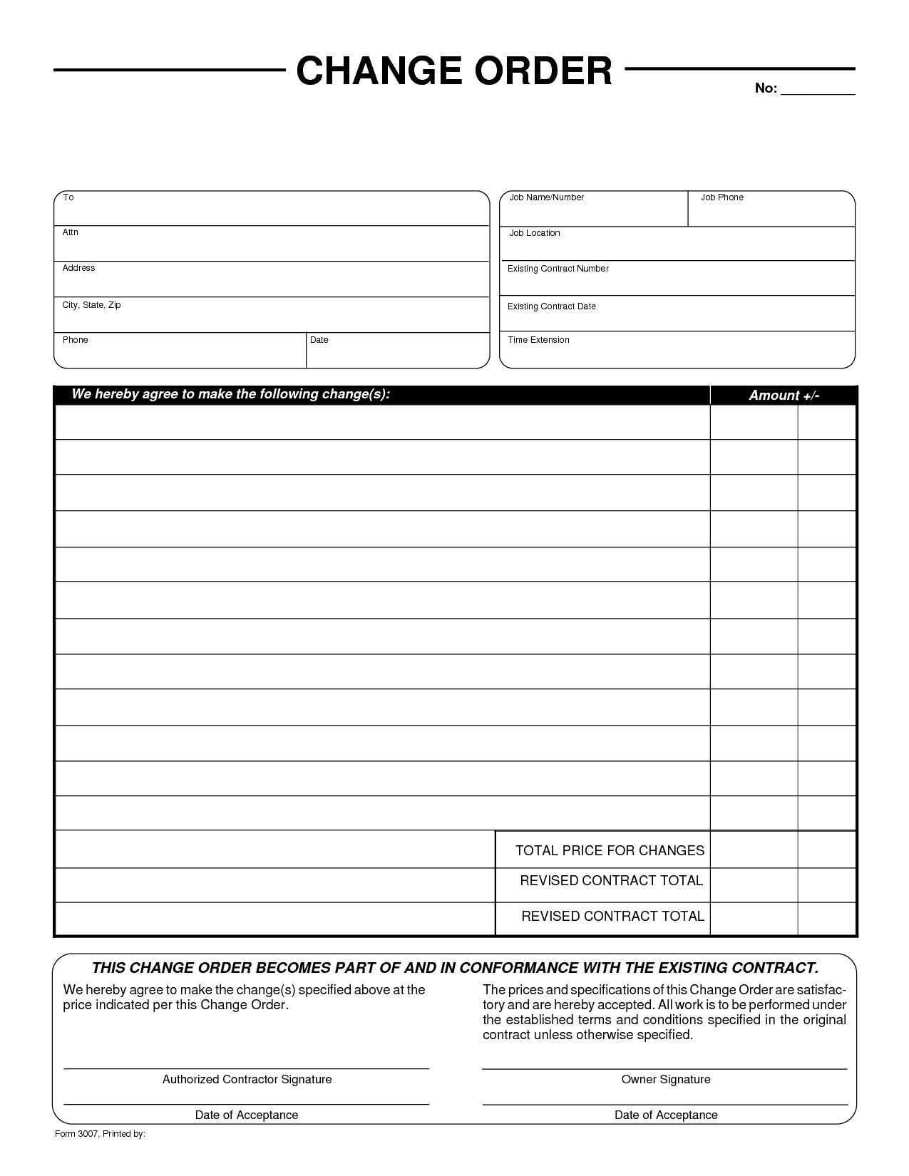 Change Order Form 12 Template Excel | amazingbagsuk.info