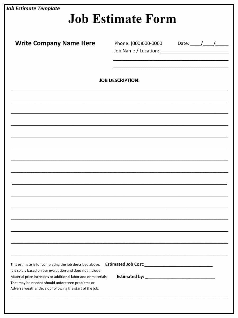 Free Printable Bid Forms