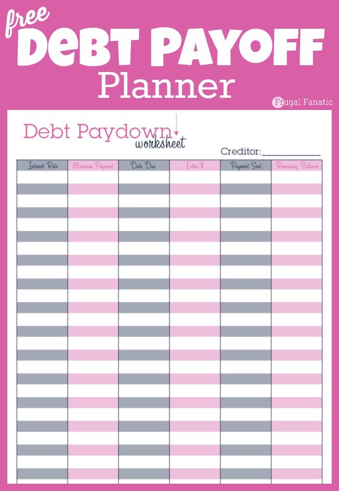 Debt Payoff Planner Free Printable | Frugal Living | Pinterest 