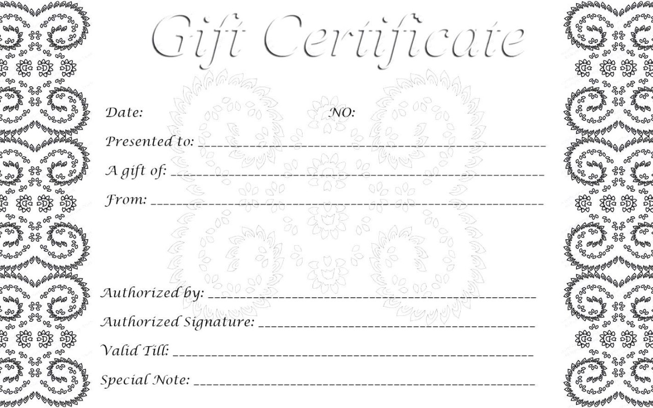 Free printable template for gift certificate