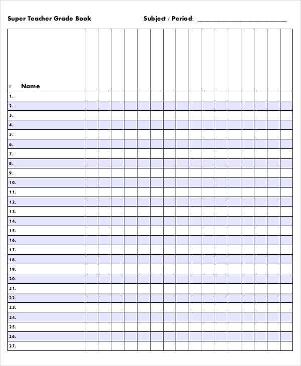 Printable Grade Book Paper Printable Grade Book Paper