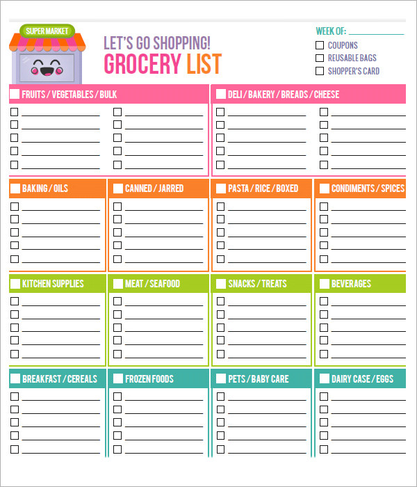 28 Free Printable Grocery List Templates | Kitty Baby Love