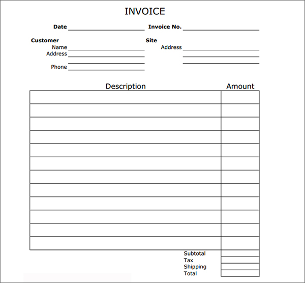 Free Printable Invoice Template Room Surf