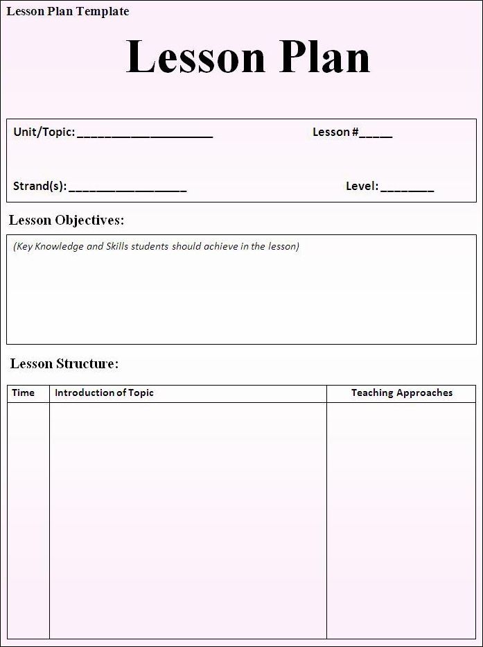 Free blank daily lesson plan template