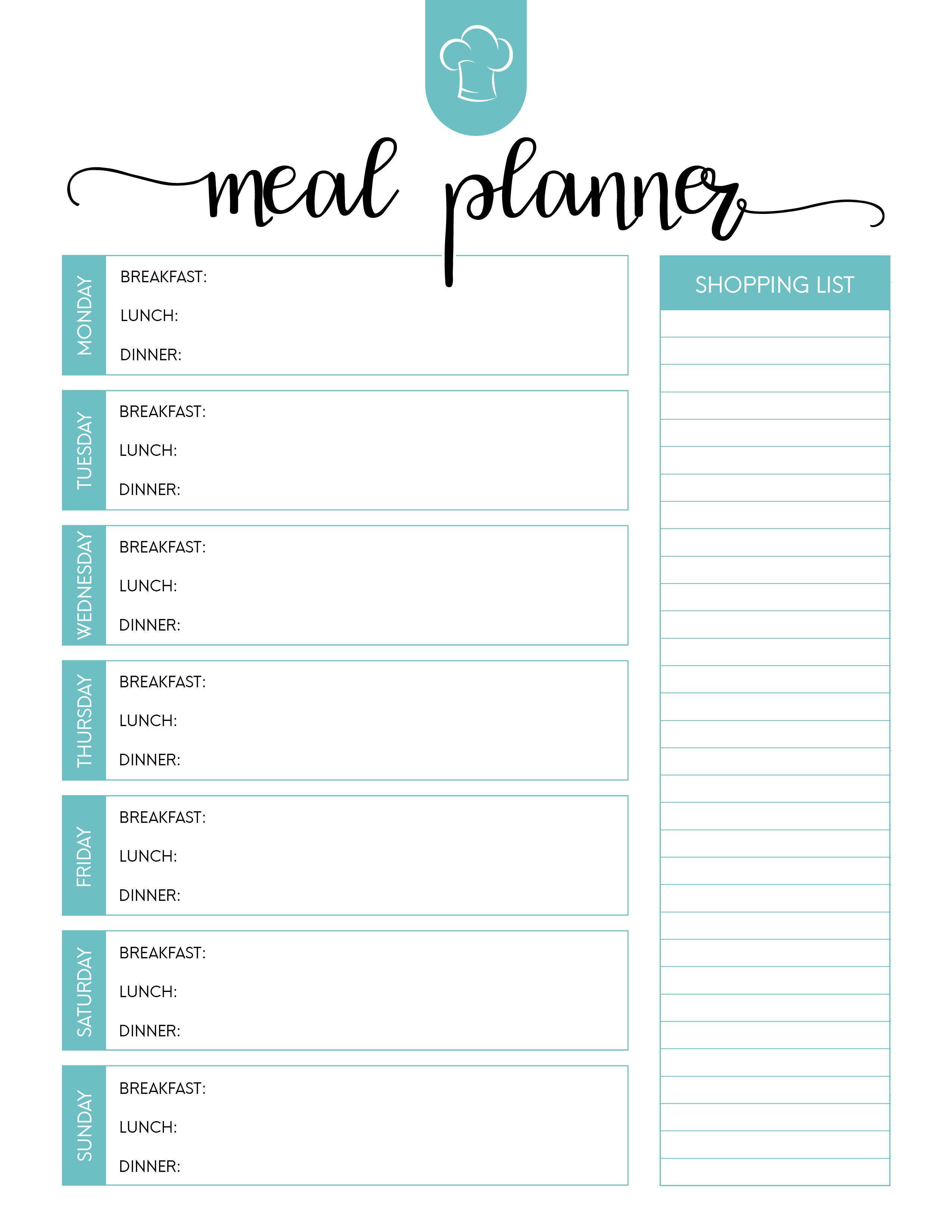 Free Printable Meal Planner room