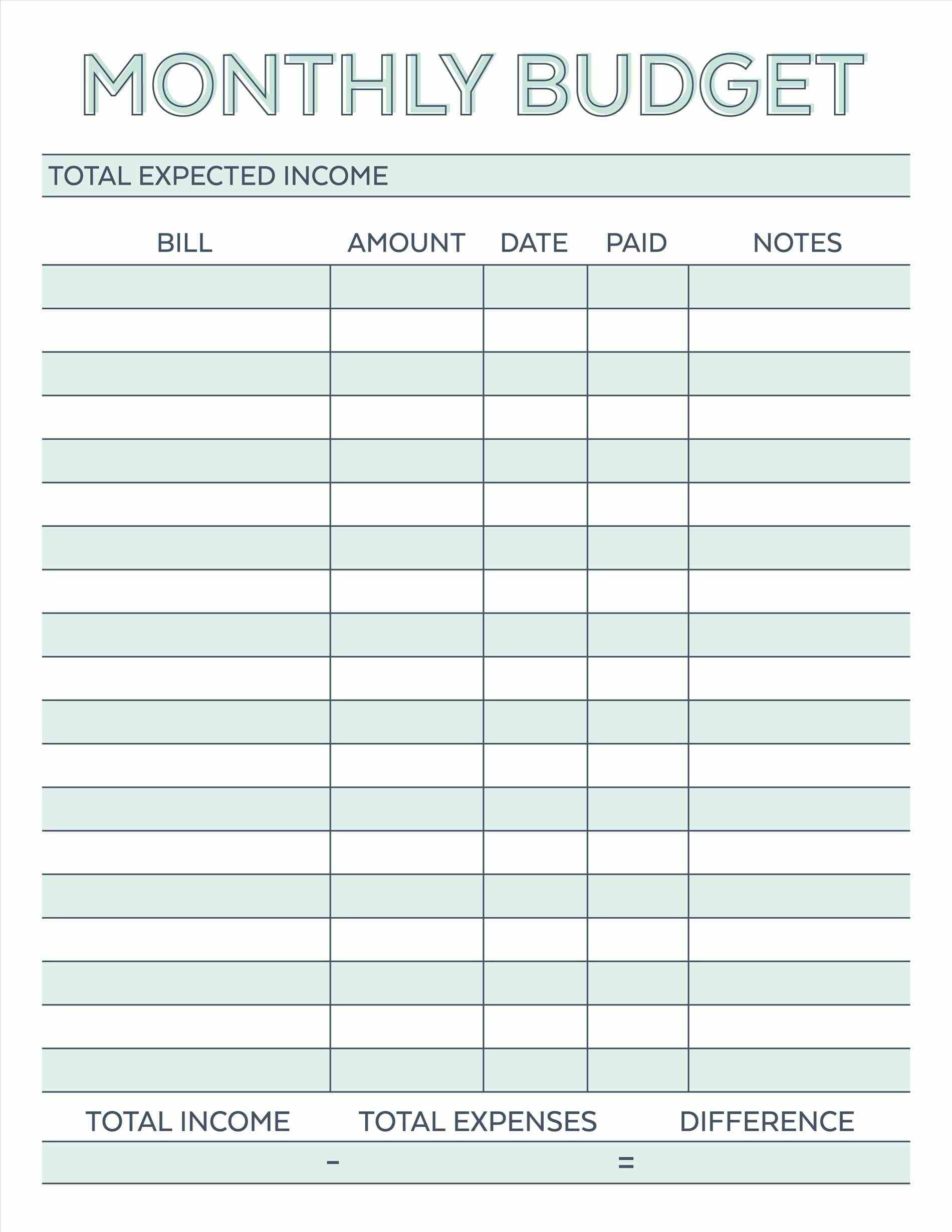 Budget Planner planner worksheet monthly bills template free 