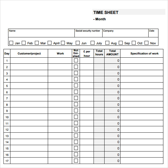 Monthly Timesheet Template 22+ Download Free Documents in PDF, Word