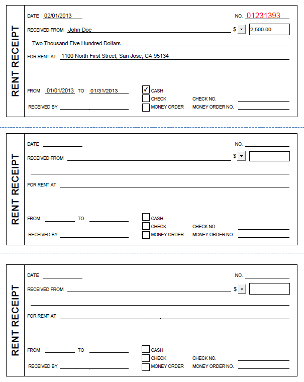 Pdf Rent Receipt Template