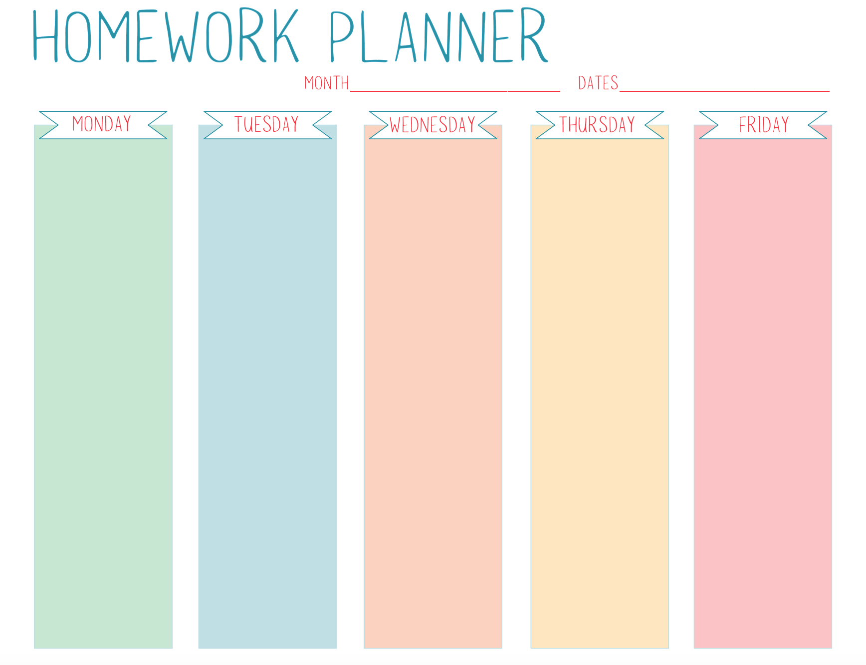 Homework Agenda Template