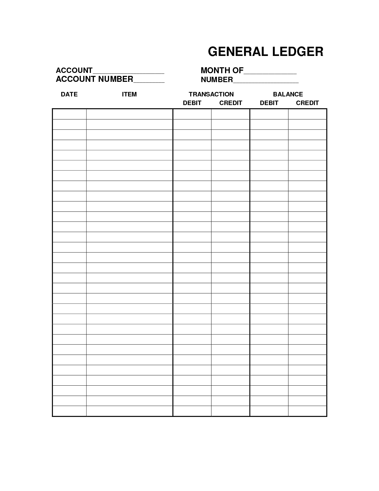 Free Downloadable Ledger Sheets