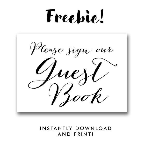 Free Wedding Sign Black and White   Please Sign Our Guest Book 