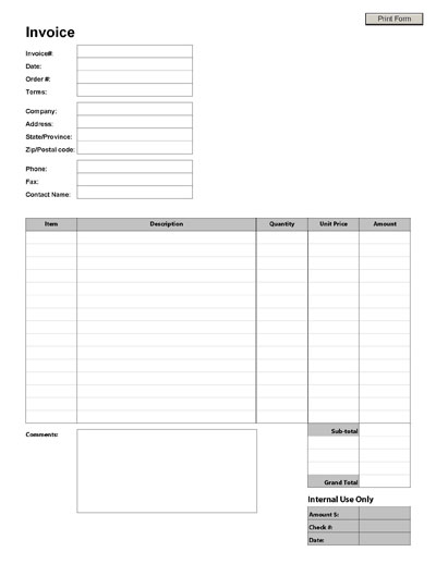 Blank Invoice Form Template Blank Invoice Form Template