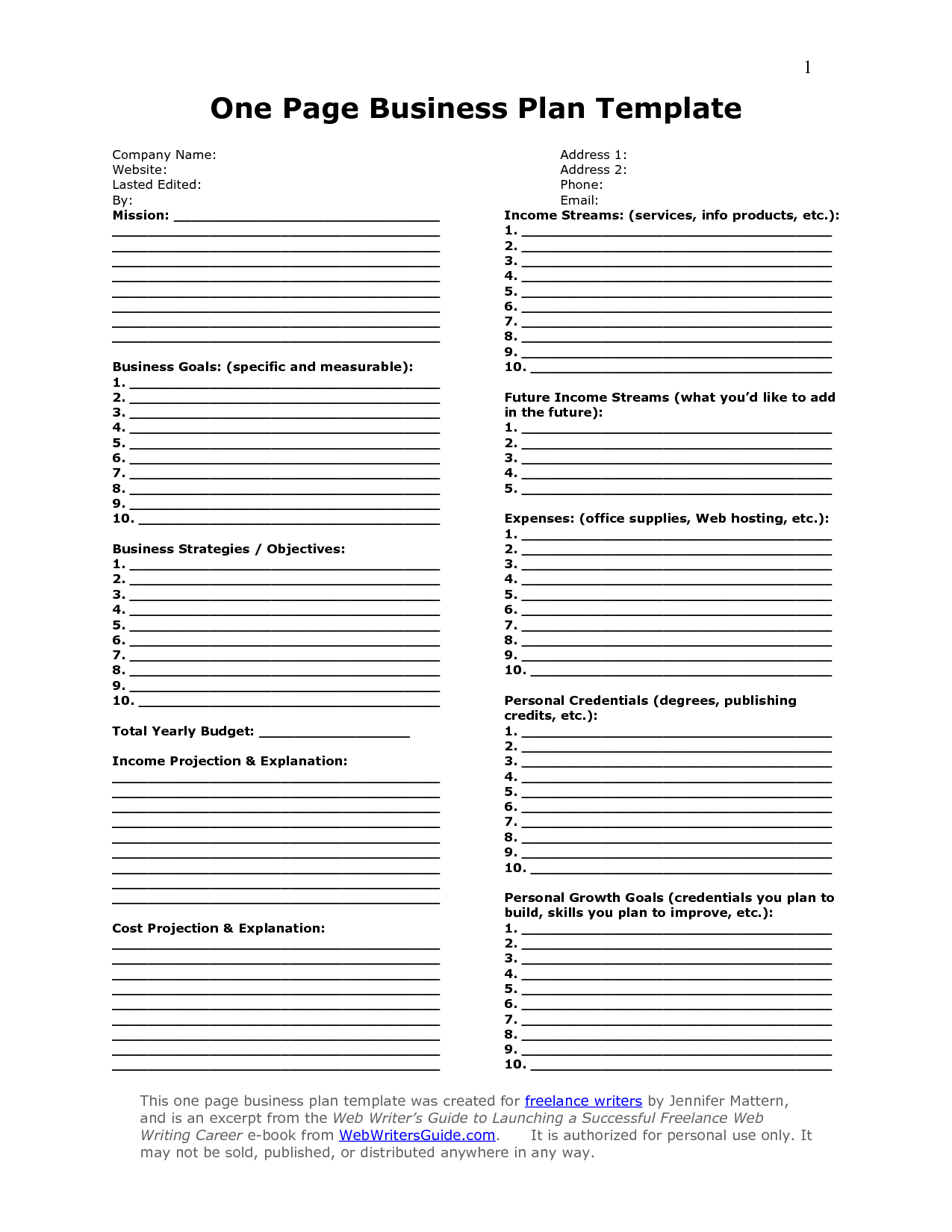 print business plan outline template