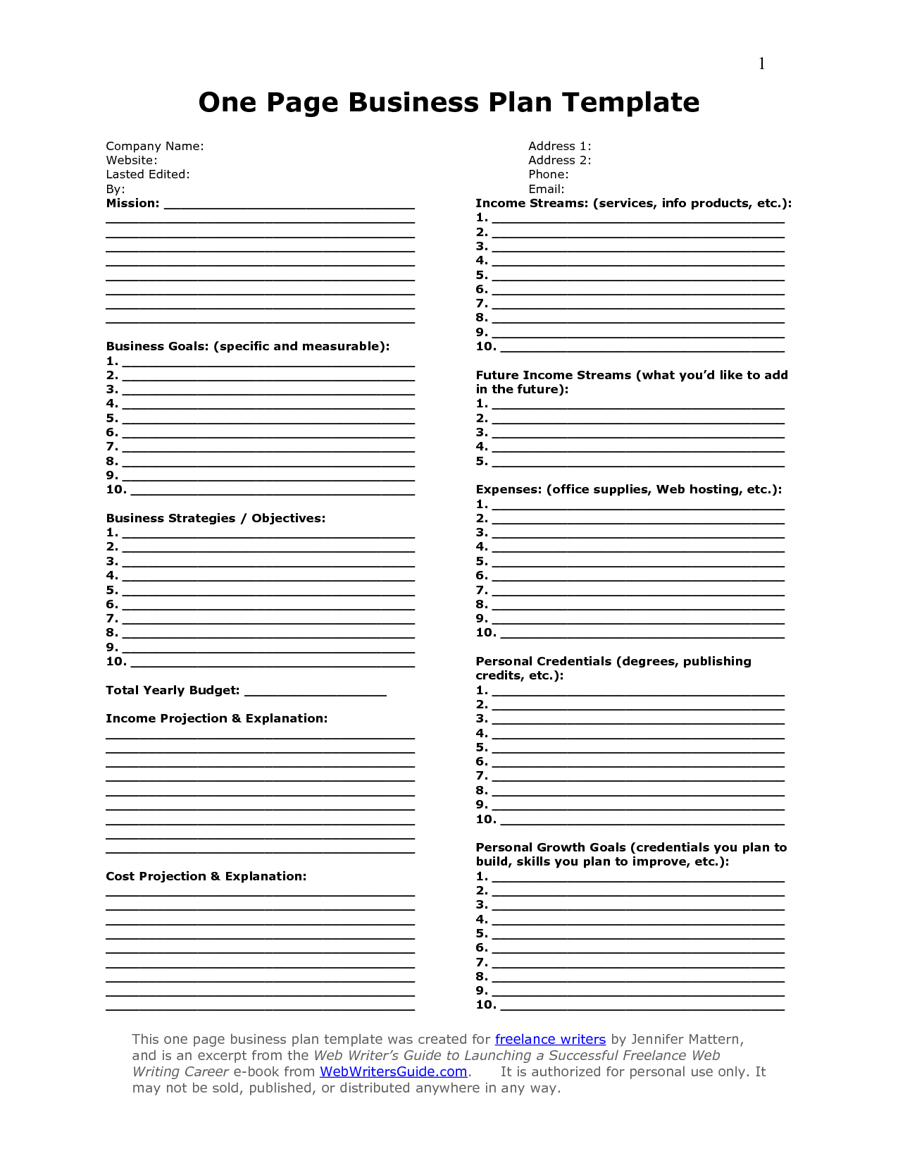 Printable Business Plan Template Room Surf