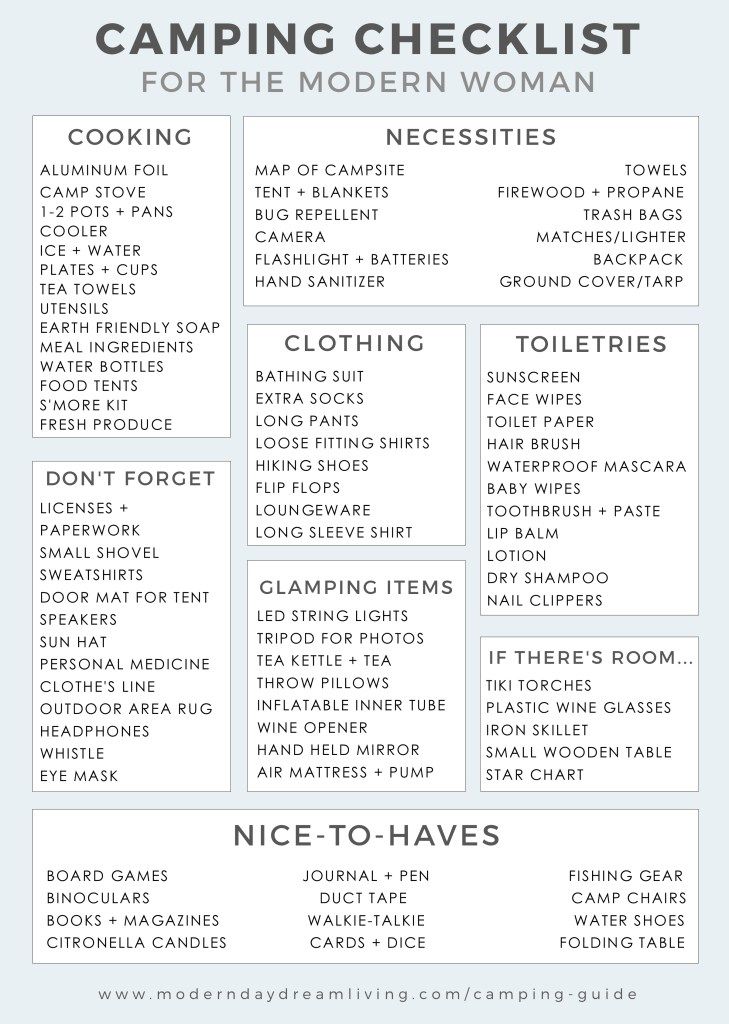 A Modern Camping Guide + Printable Checklist | camping/hiking 