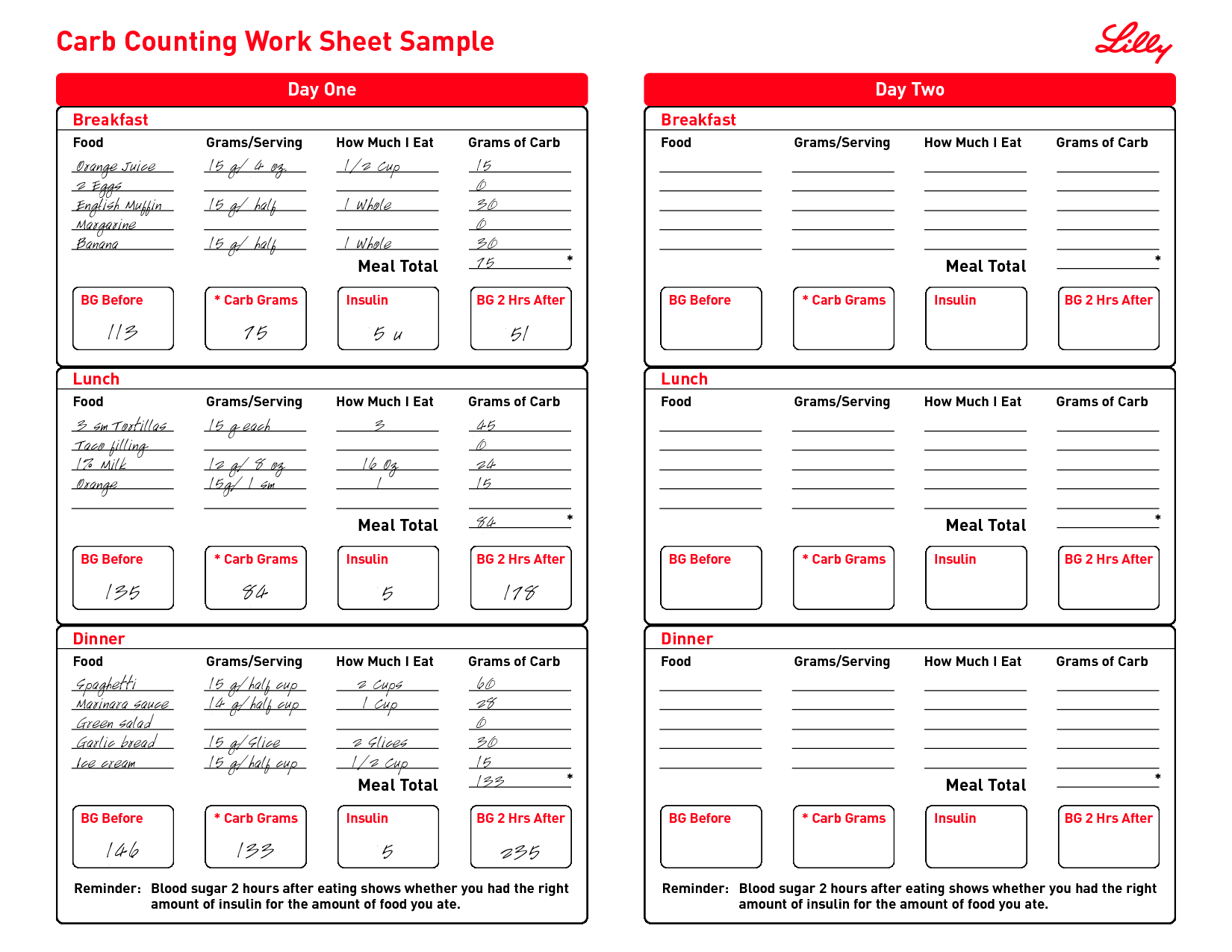 Free Print Carb Counter Chart | Carb Counting Work Sheet Sample 