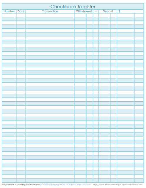 Free Printable Checkbook Balance Sheet