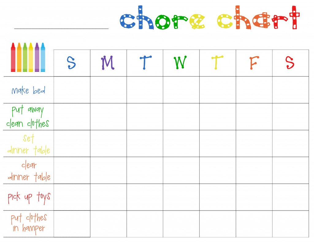 Printable Chore Charts For Kids Room