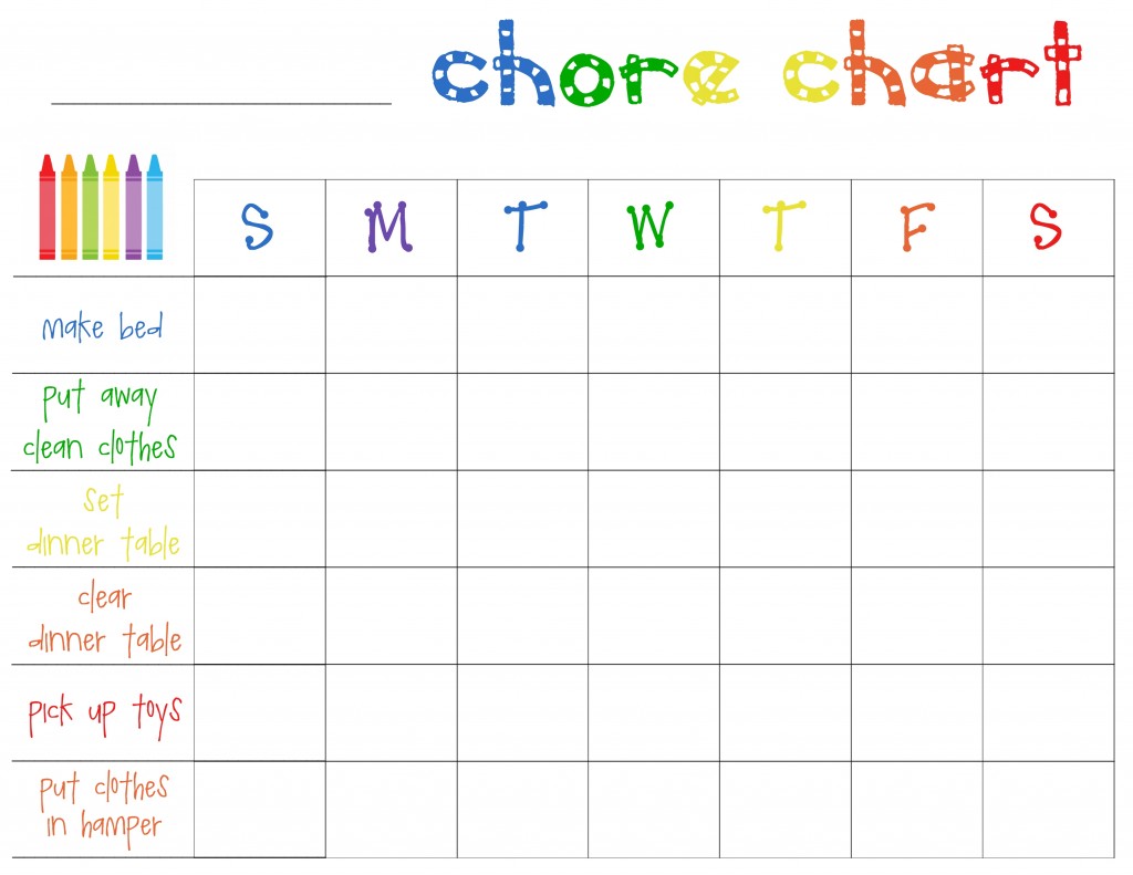 Printable Chore Charts For Kids Room Surf