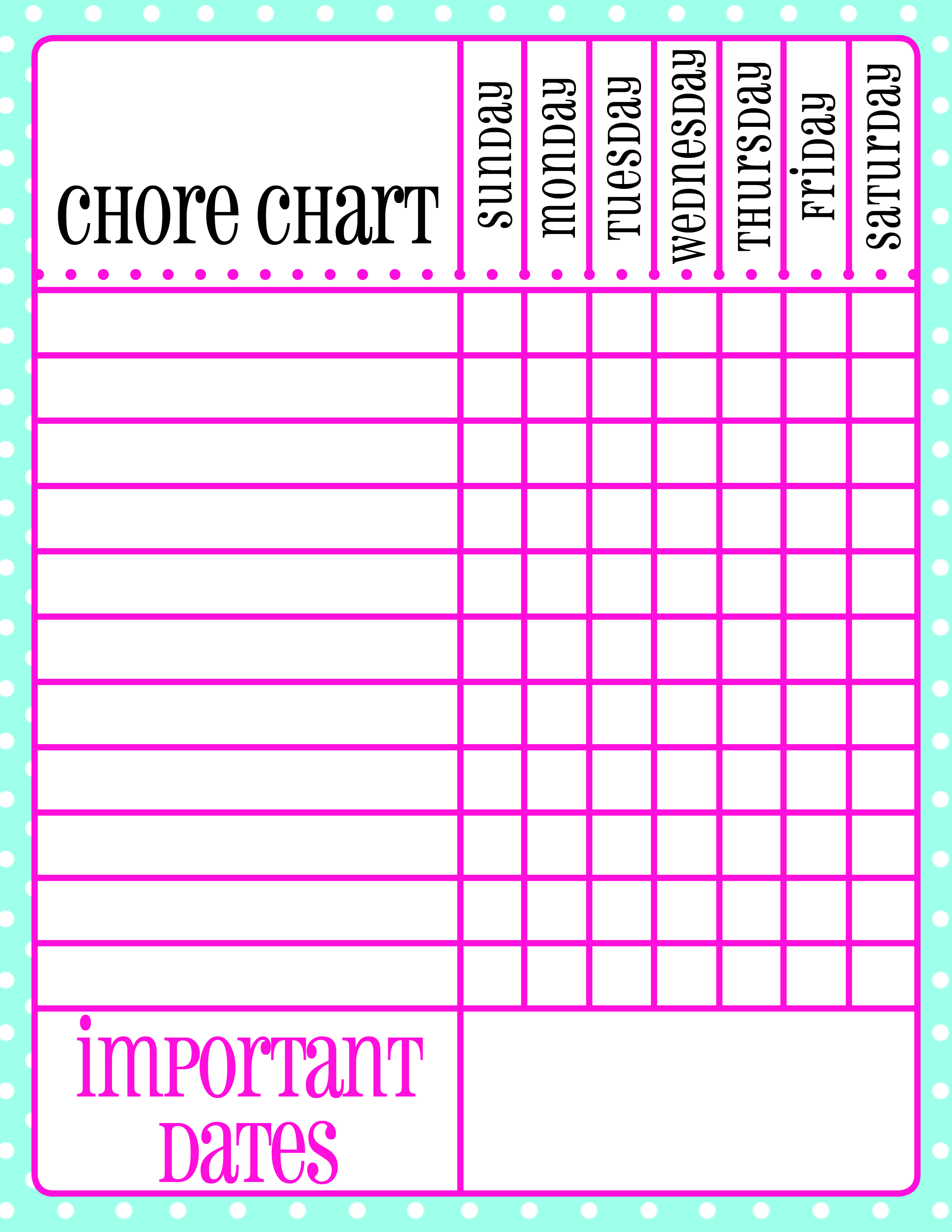 Printable Chore Charts For Teens  room surf.com With Reward Chart Template Word