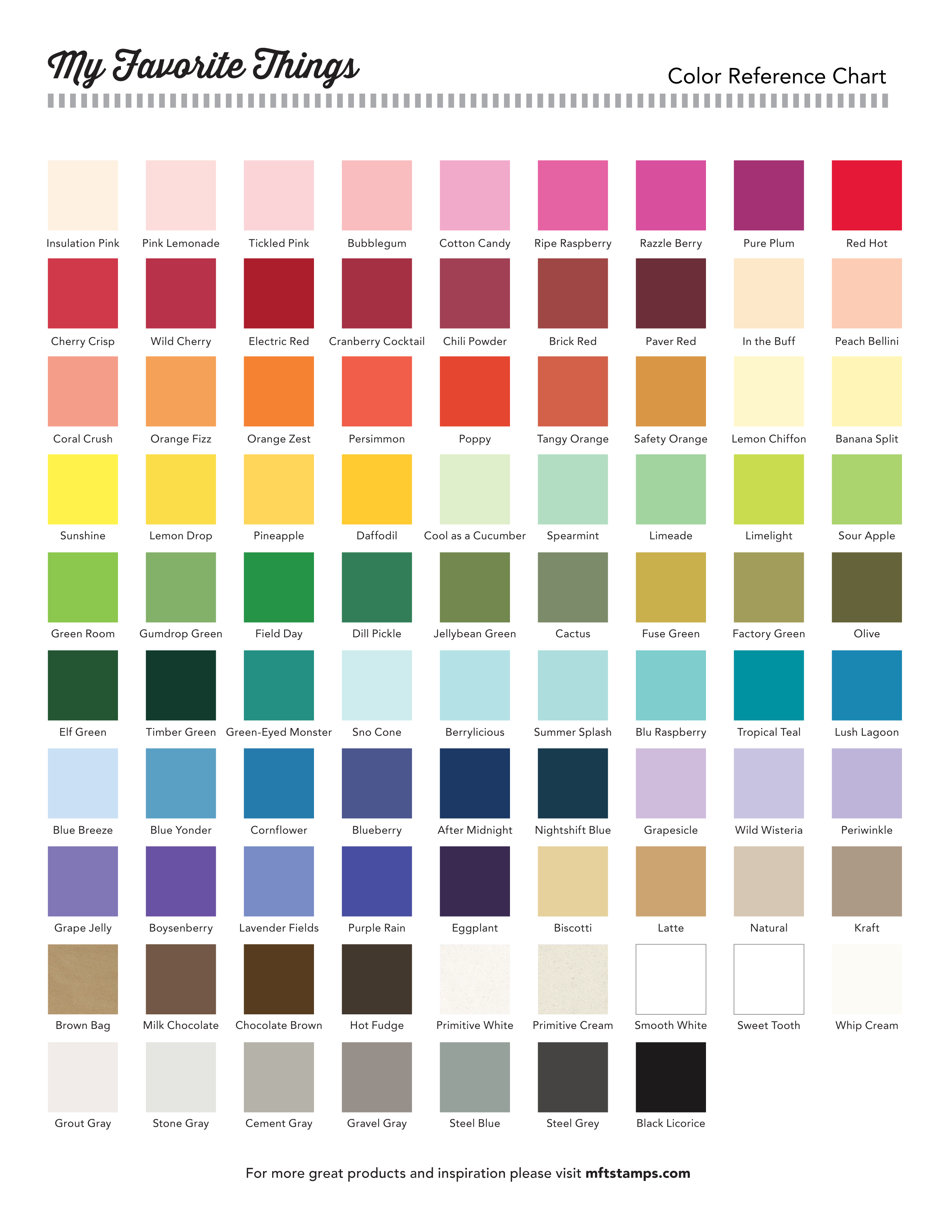 Printable Color Chart