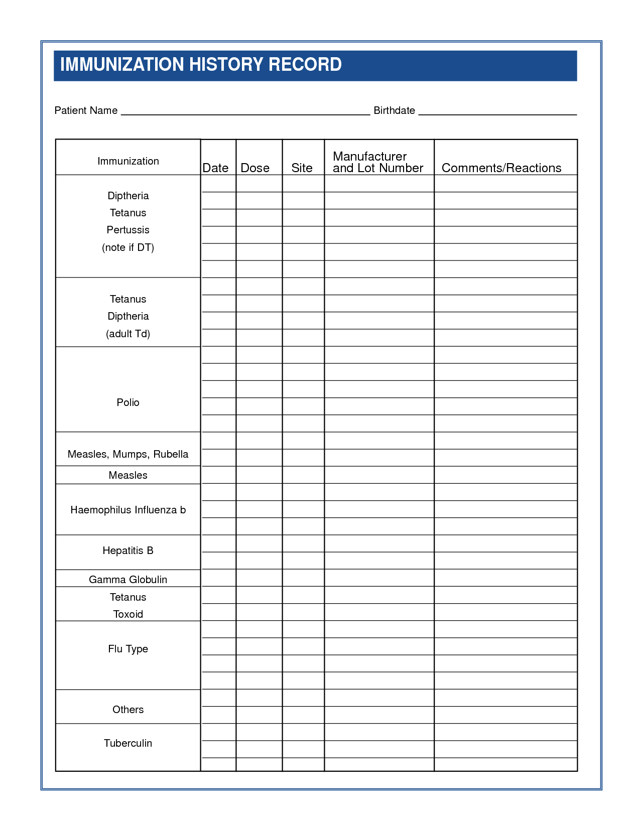 Printable Dog Vaccination Record room