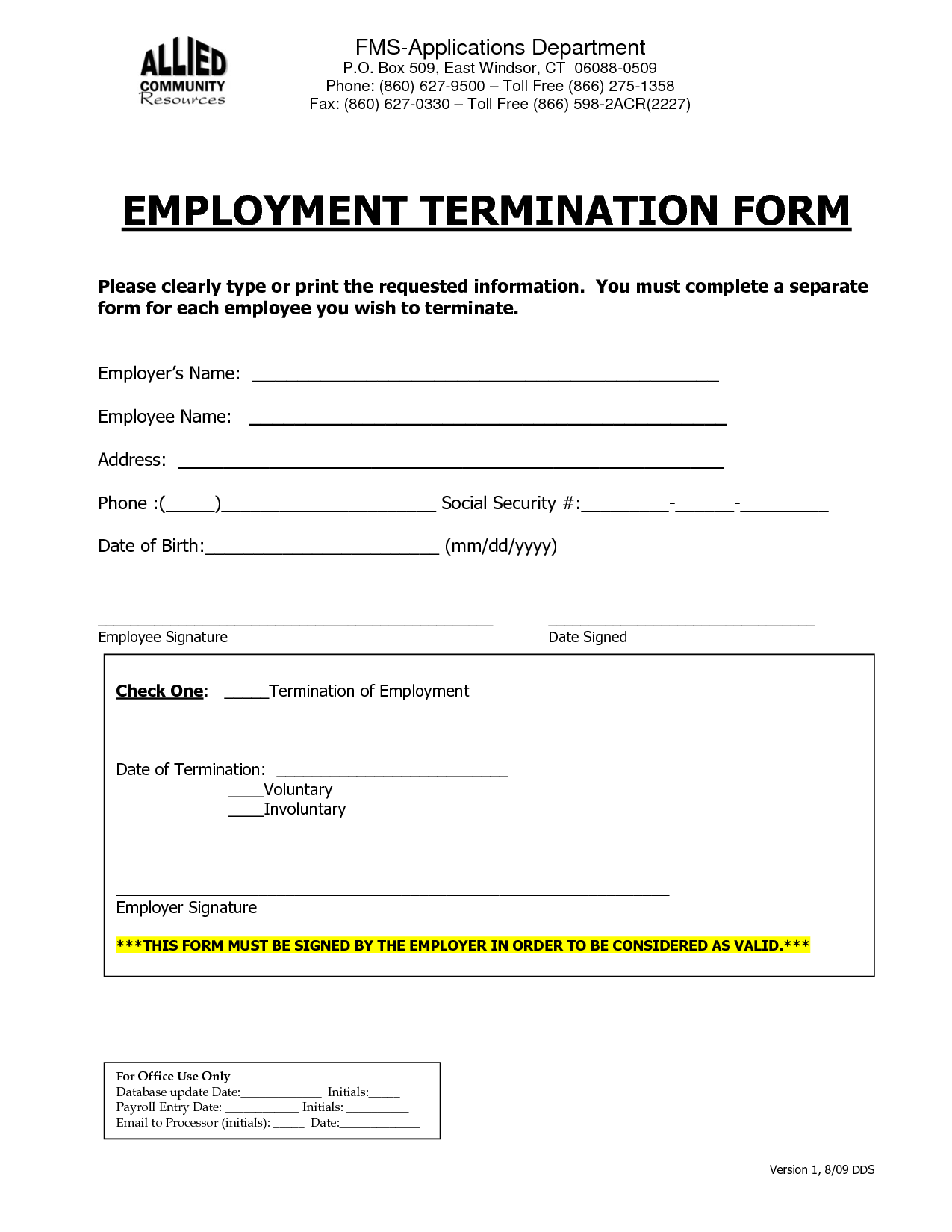 employee termination form   Keni.ganamas.co
