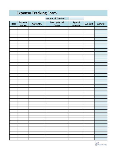 Expense   Printable Forms, Worksheets | charts | Pinterest 