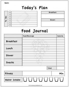 Printable Workout Journal |  for myself to track my daily foods 