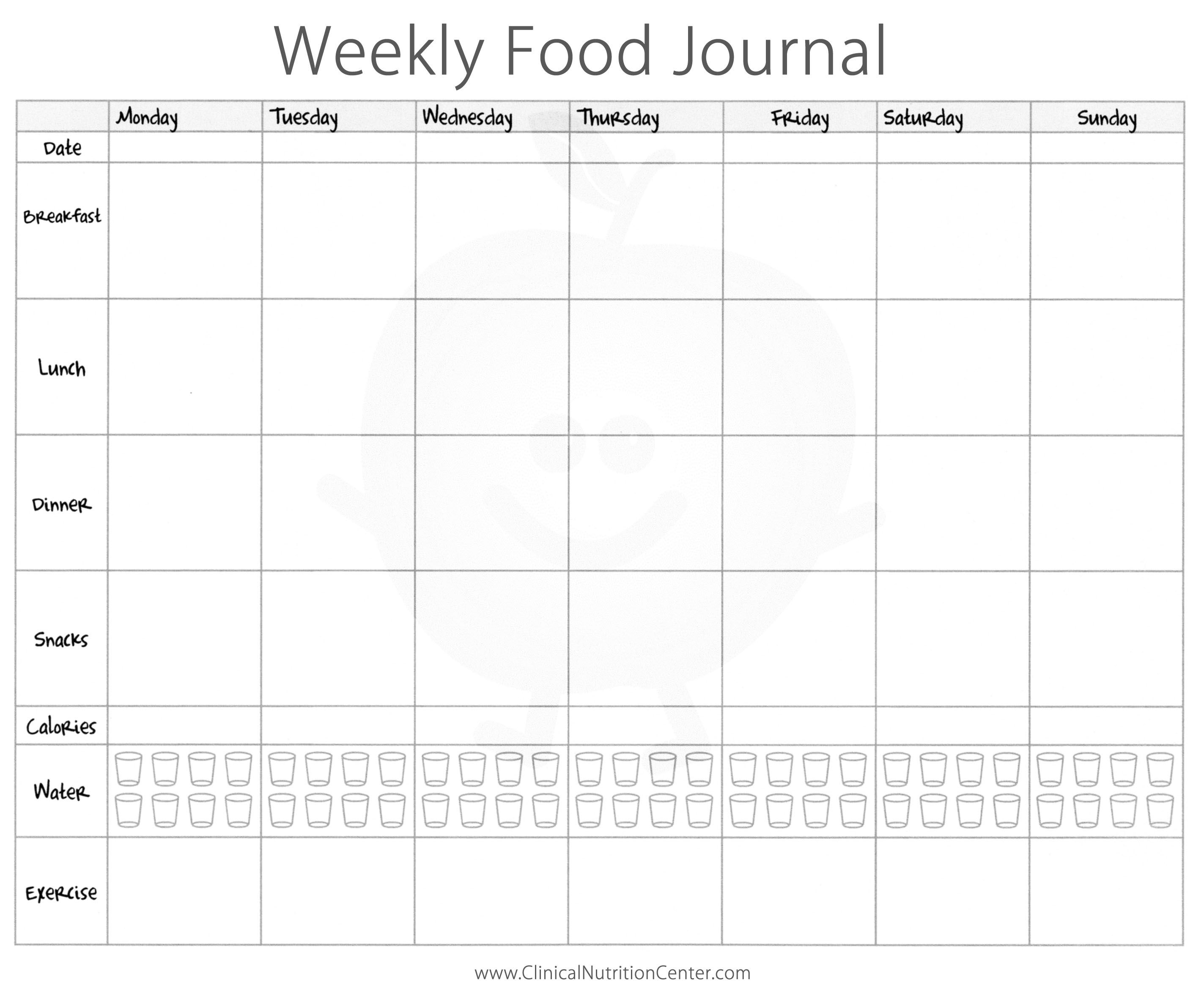 Free Weekly Food Journal Printable